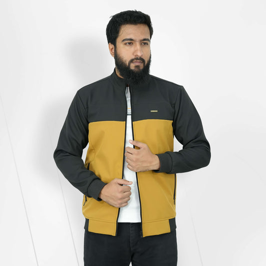 Bonded Contrast Jacket - Black & Biscuit